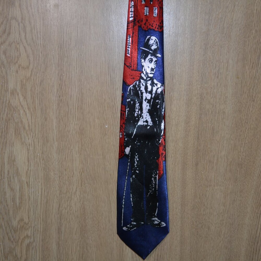 Charlie Chaplin Novelty Film Movie Icon Necktie Red Black Graphic Tie